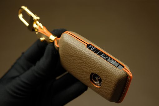 Mazda Series Customizable Leather Key Fob Case. Personalized full grain leather cover for your Mazda key fob with your choice of color, stamped initials or logo from LeatherSwift.com.