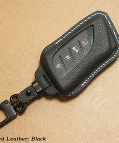 Customizable Leather Key Fob Case for Lexus. Personalized full grain leather Lexus Series key fob cover and key chain with choice of color, stamped initials, logo or phone number from LeatherSwift.com.