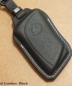 Customizable Leather Key Fob Case for Lexus. Personalized full grain leather Lexus Series key fob cover and key chain with choice of color, stamped initials, logo or phone number from LeatherSwift.com.