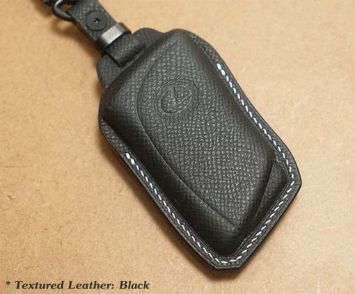 Customizable Leather Key Fob Case for Lexus. Personalized full grain leather Lexus Series key fob cover and key chain with choice of color, stamped initials, logo or phone number from LeatherSwift.com.