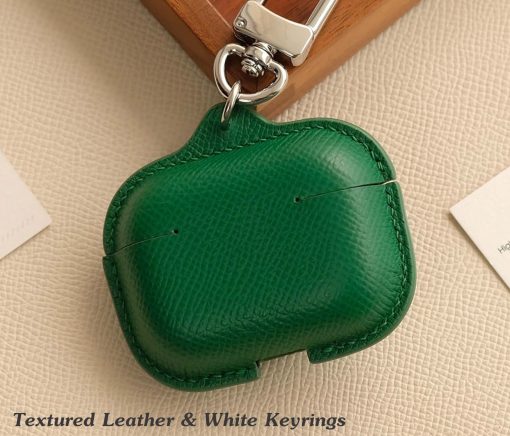 Customizable Leather AirPods Case Cover. Personalized full grain leather Apple AirPods Series cover with choice of color, stamped initials, logo or phone number from LeatherSwift.com. Compatible with AirPods and AirPods Pro models.