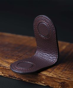 Customizable Leather Money Clip. Personalized full grain leather money clip wallet with choice of color, stamped initials, logo or phone number from LeatherSwift.com. Ideal for holding cash and cards.