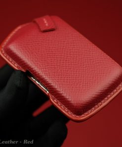 Volvo Series Customizable Leather Key Fob Case. Personalized full grain leather cover for your Volvo key fob with your choice of color, stamped initials or logo from LeatherSwift.com.