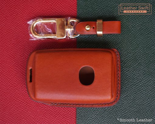 Genuine leather case meticulously tailored for Mazda 4-button remote key fob, ensuring durability and sophistication