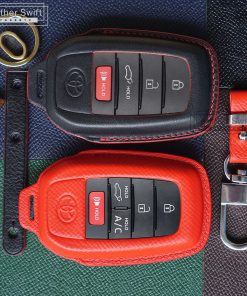 High-quality leather key fob cover for Toyota Camry Hybrid, Sequoia, Highlander, bZ4X, Land Cruiser, Venza, and Cross